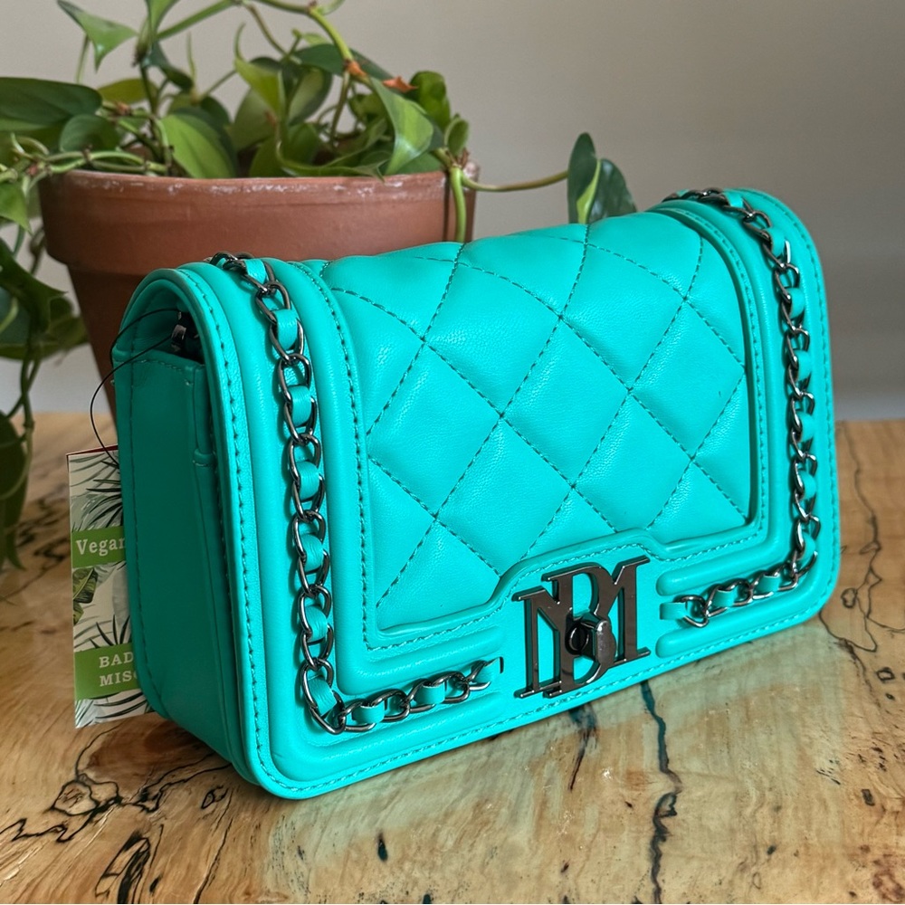 NWT Badgley Mischka Quilted Teal Crossbody